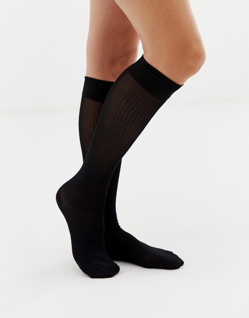 Monki knee high socks in black - Black