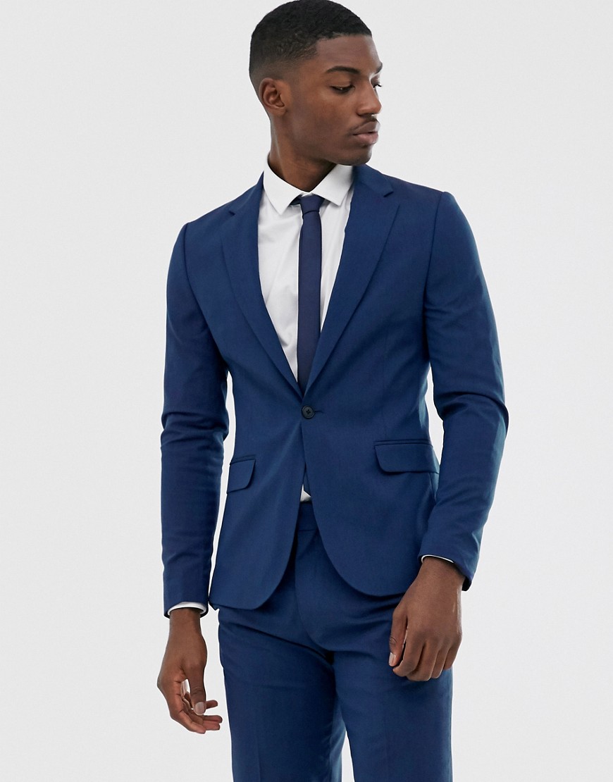 ASOS DESIGN skinny suit jacket in petrol blue