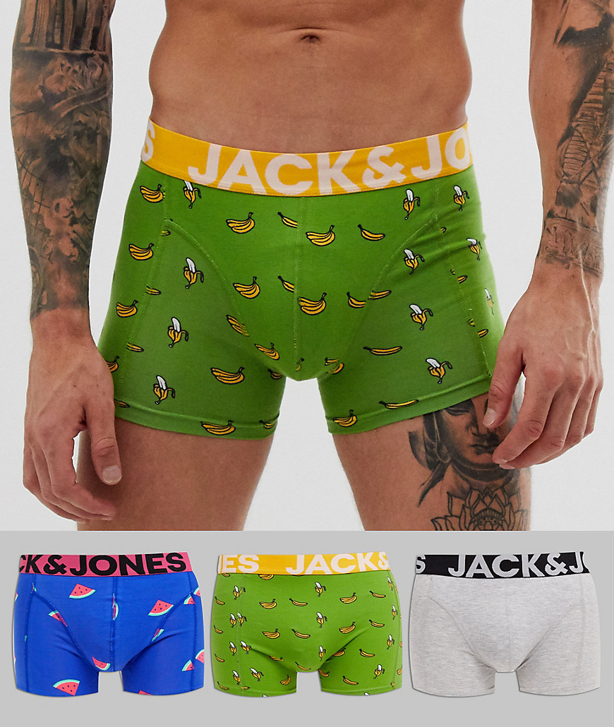 Jack & Jones 3 pack trunks in summer prints