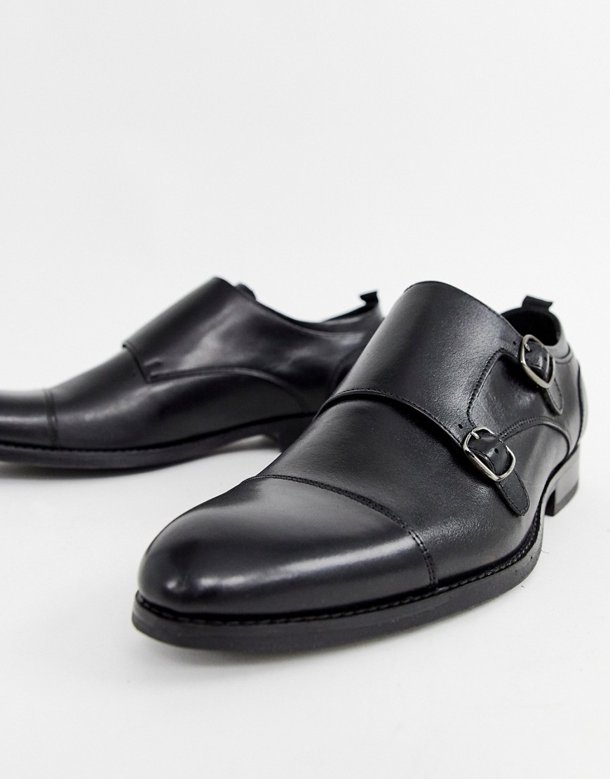 Office Illusive monk shoes in black leather