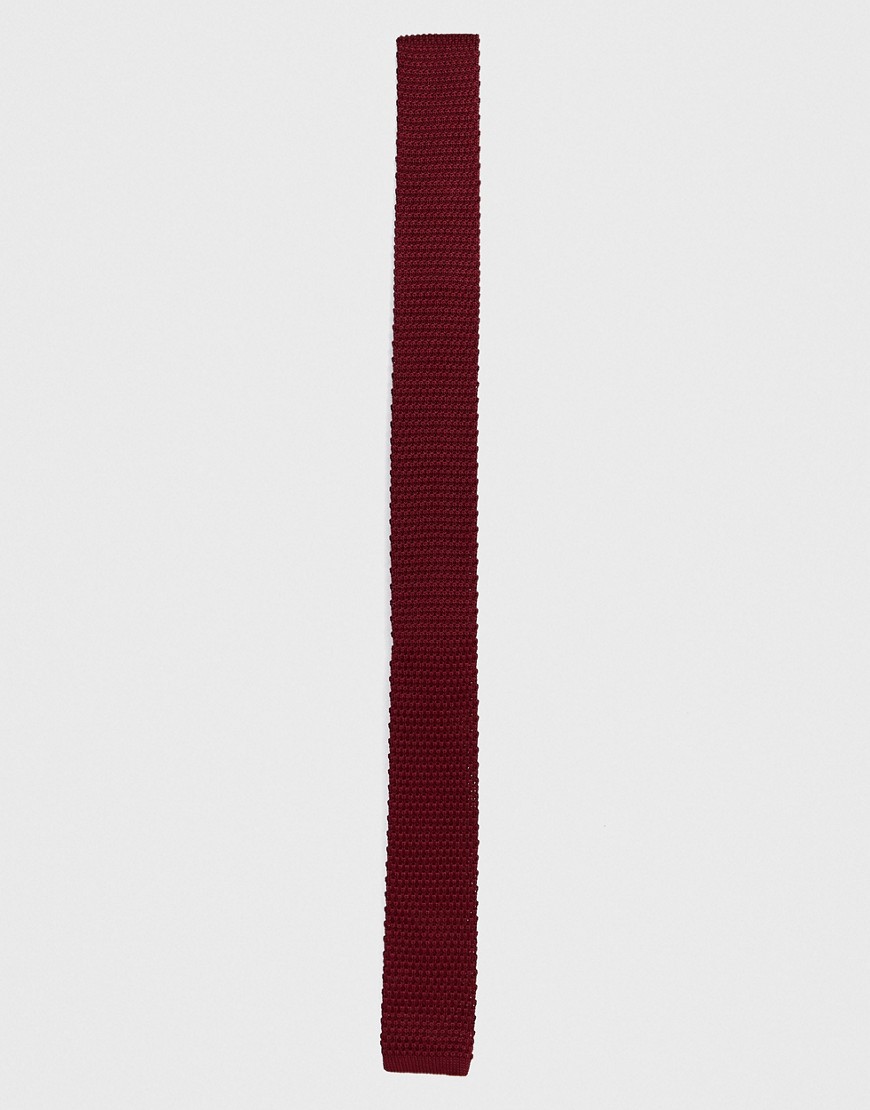 ASOS DESIGN knitted tie in burgundy