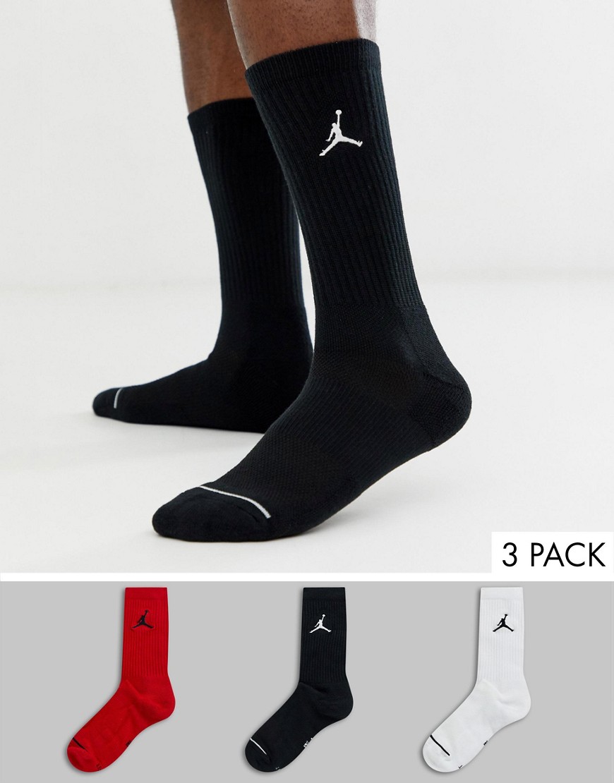 Nike Jordan 3 pack crew socks with logo in multi