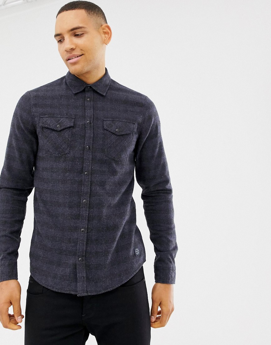 Blend slim fit check shirt in blue