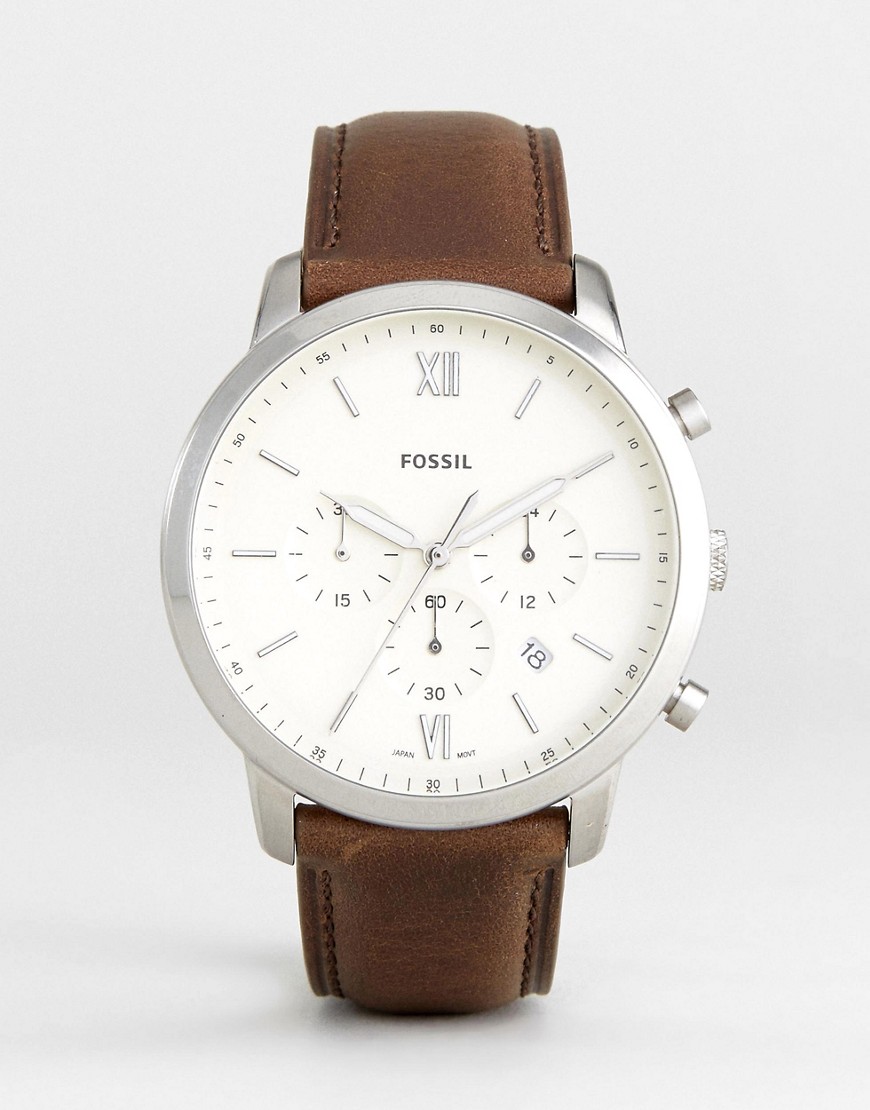 Fossil FS5380 Neutra chronograph leather watch in brown