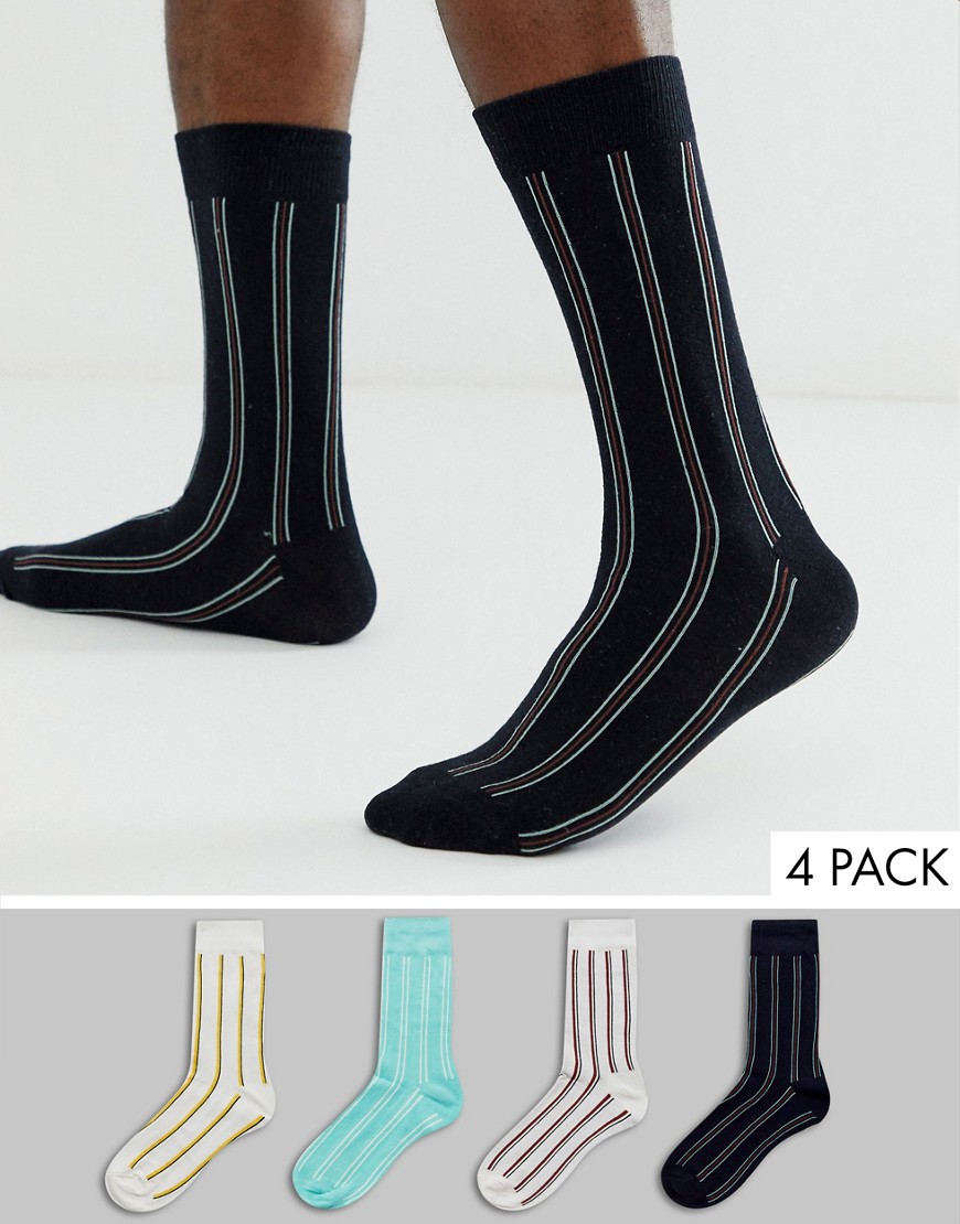Jack & Jones 4 pack smart socks in vertical stripe