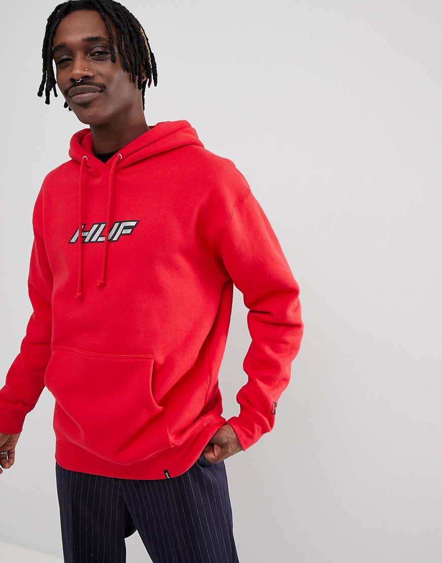 HUF Weld hoodie with reflective logo in red - Red