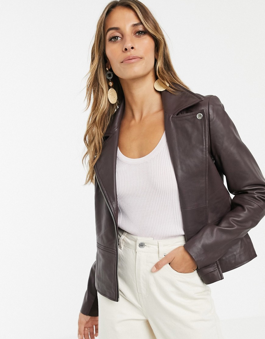 Y.A.S leather jacket in chocolate