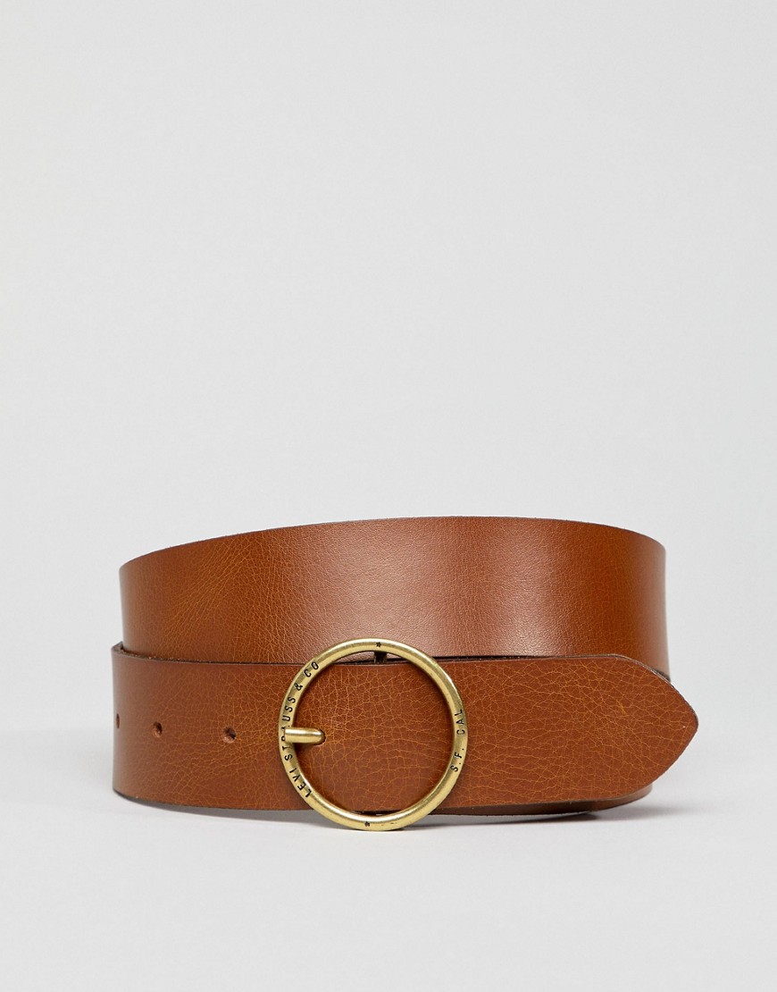 Levi's circle buckle leather belt - Brown