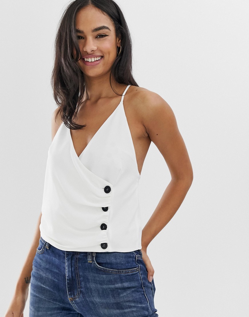 ASOS DESIGN cami with ruched button detail