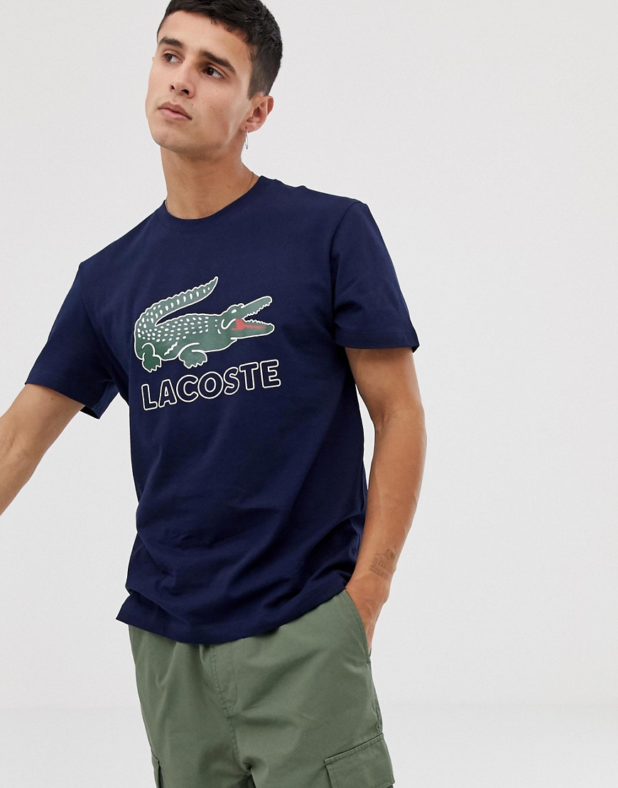 Lacoste large croc logo t-shirt in navy