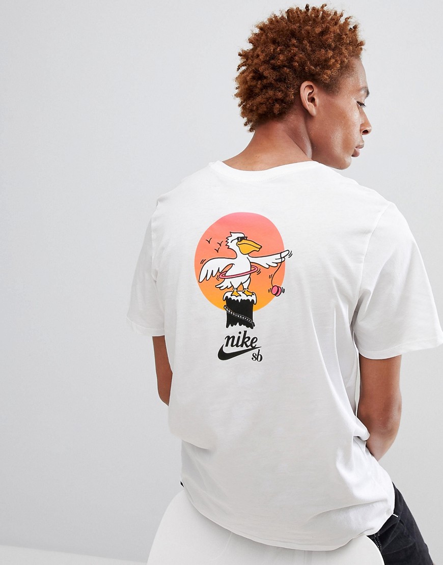 Nike SB T-Shirt With Pelican Back Print In White 912350-100