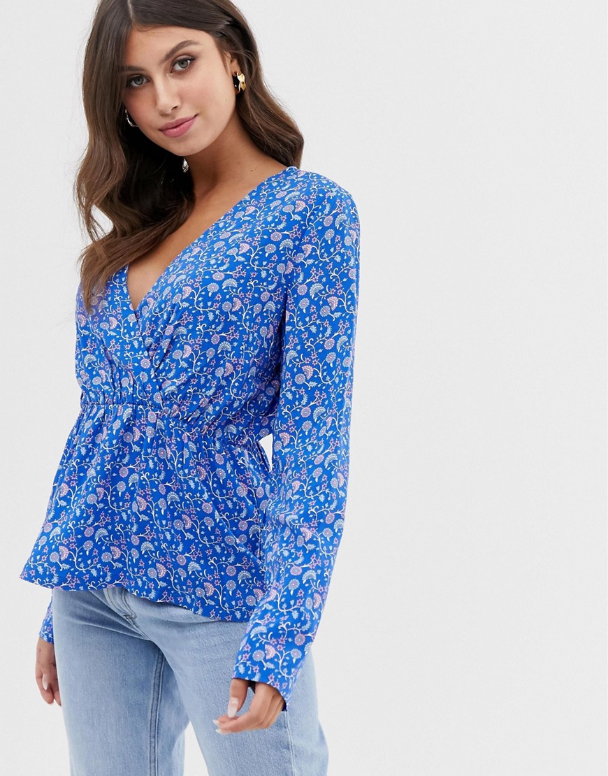 Vila floral wrap blouse