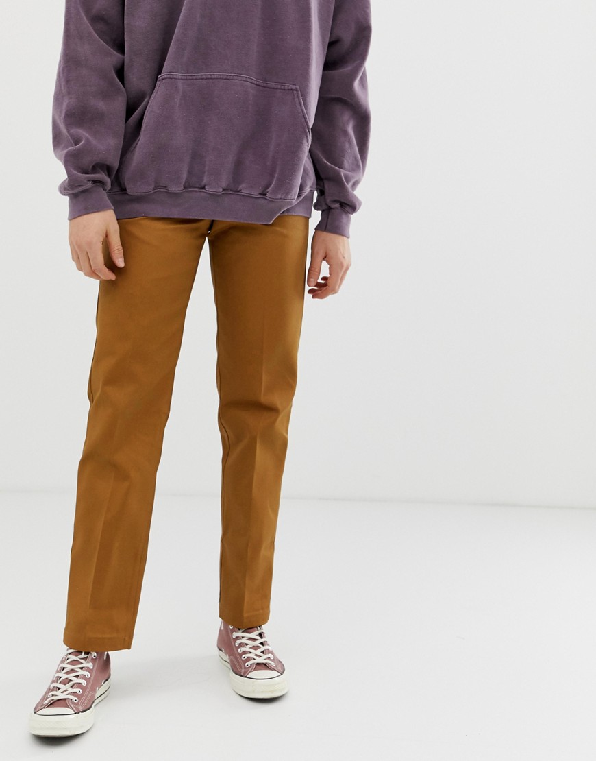 Dickies 873 work pant chino in straight fit in brown duck