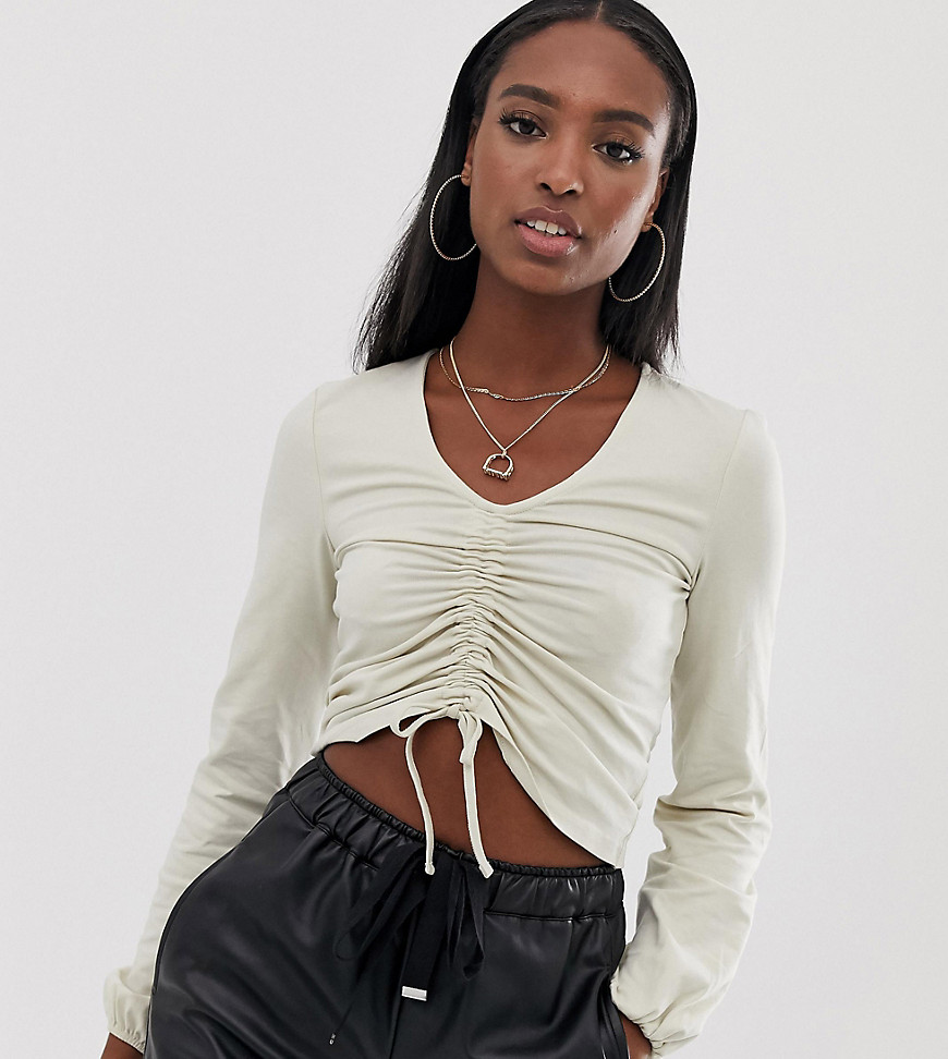 Noisy May Tall ruched front cropped blouse