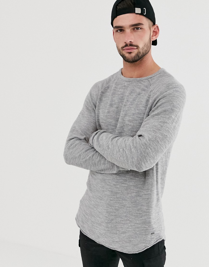 Only & Sons knitted jumper with raglan sleeve in slub cotton