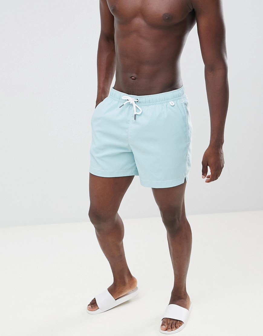 Abercrombie & Fitch solid swim shorts badge pocket logo in aqua blue