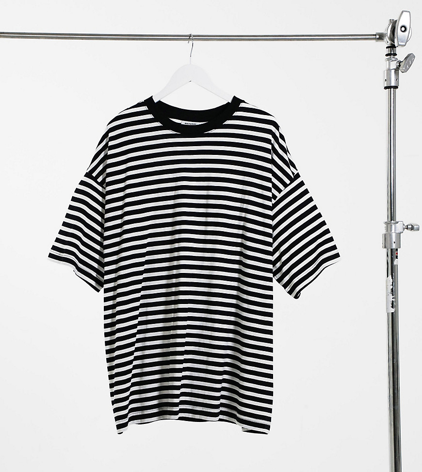 Weekday prime t-shirt in black and white stripes