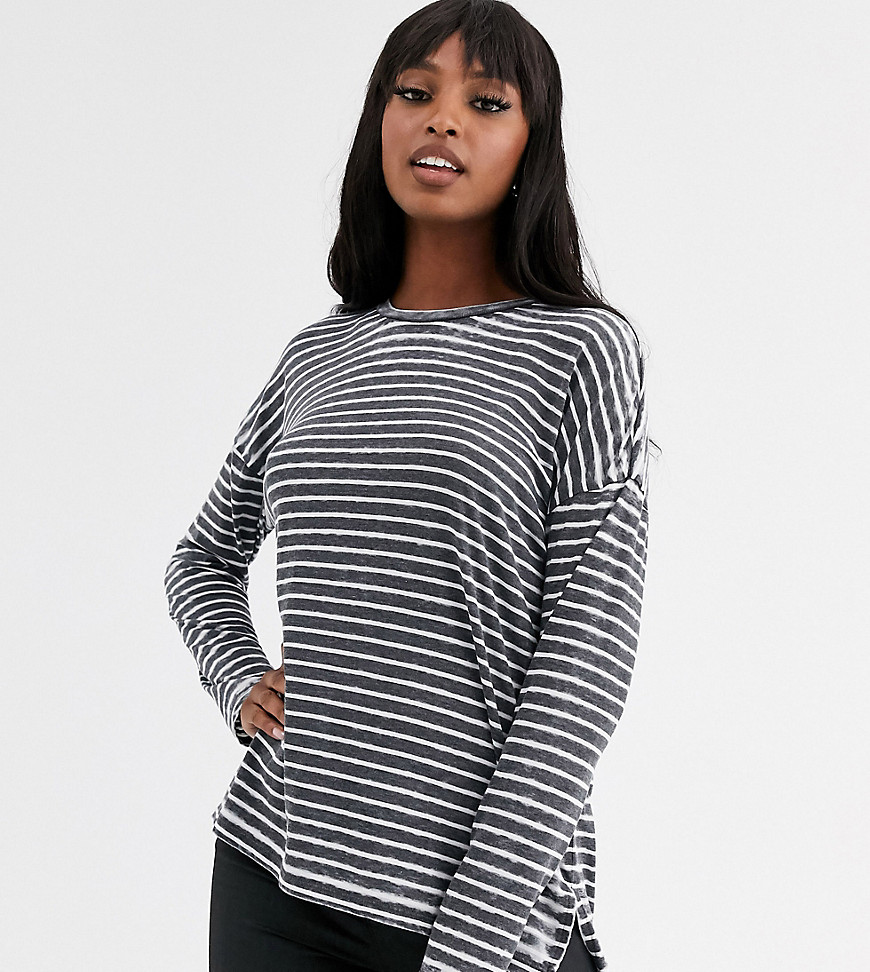 ASOS DESIGN Tall oversized t-shirt in burnout stripe with long sleeve
