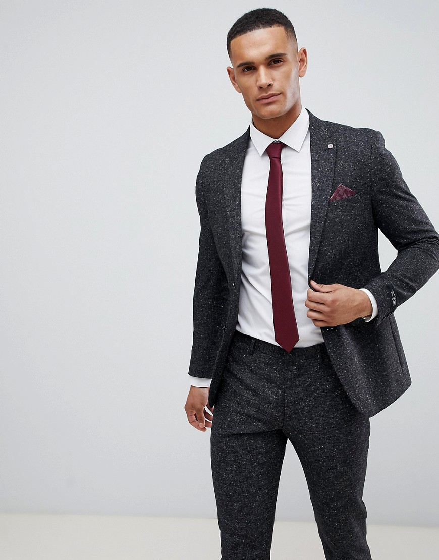 Burton Menswear skinny fit suit jacket in grey fleck