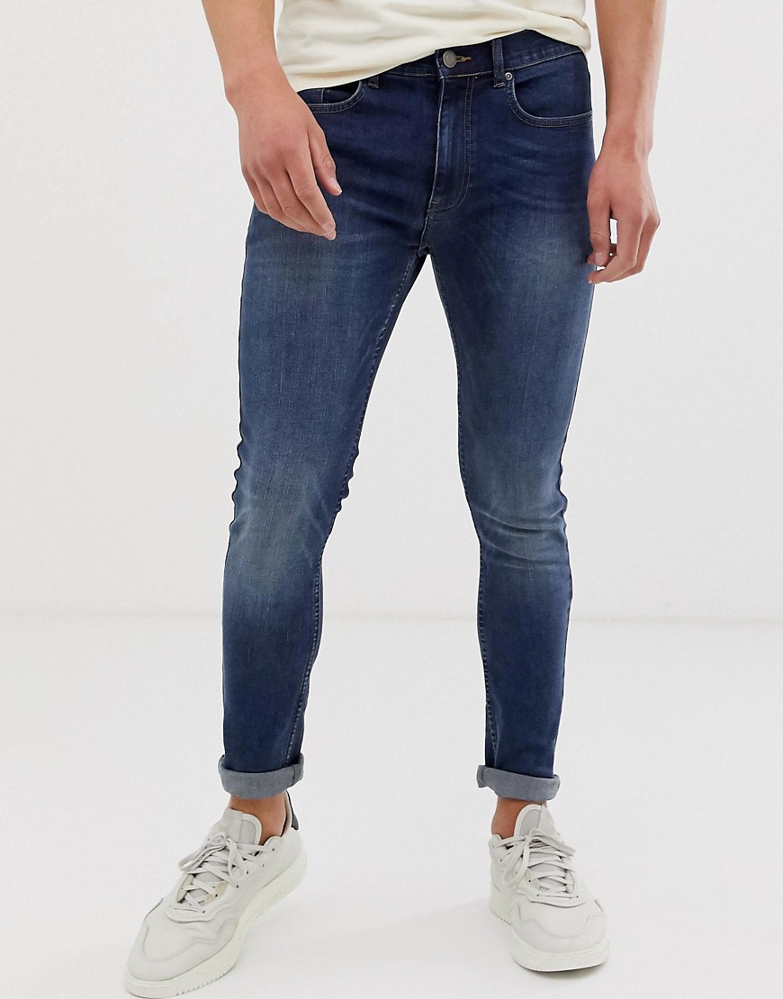 Burton Menswear super skinny jeans in mid wash blue