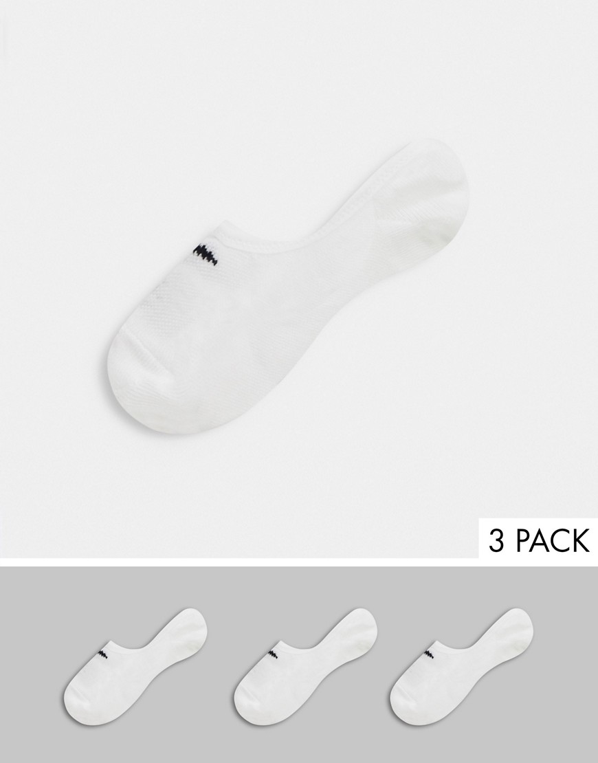 Nike white swoosh logo 3 pack invisible socks