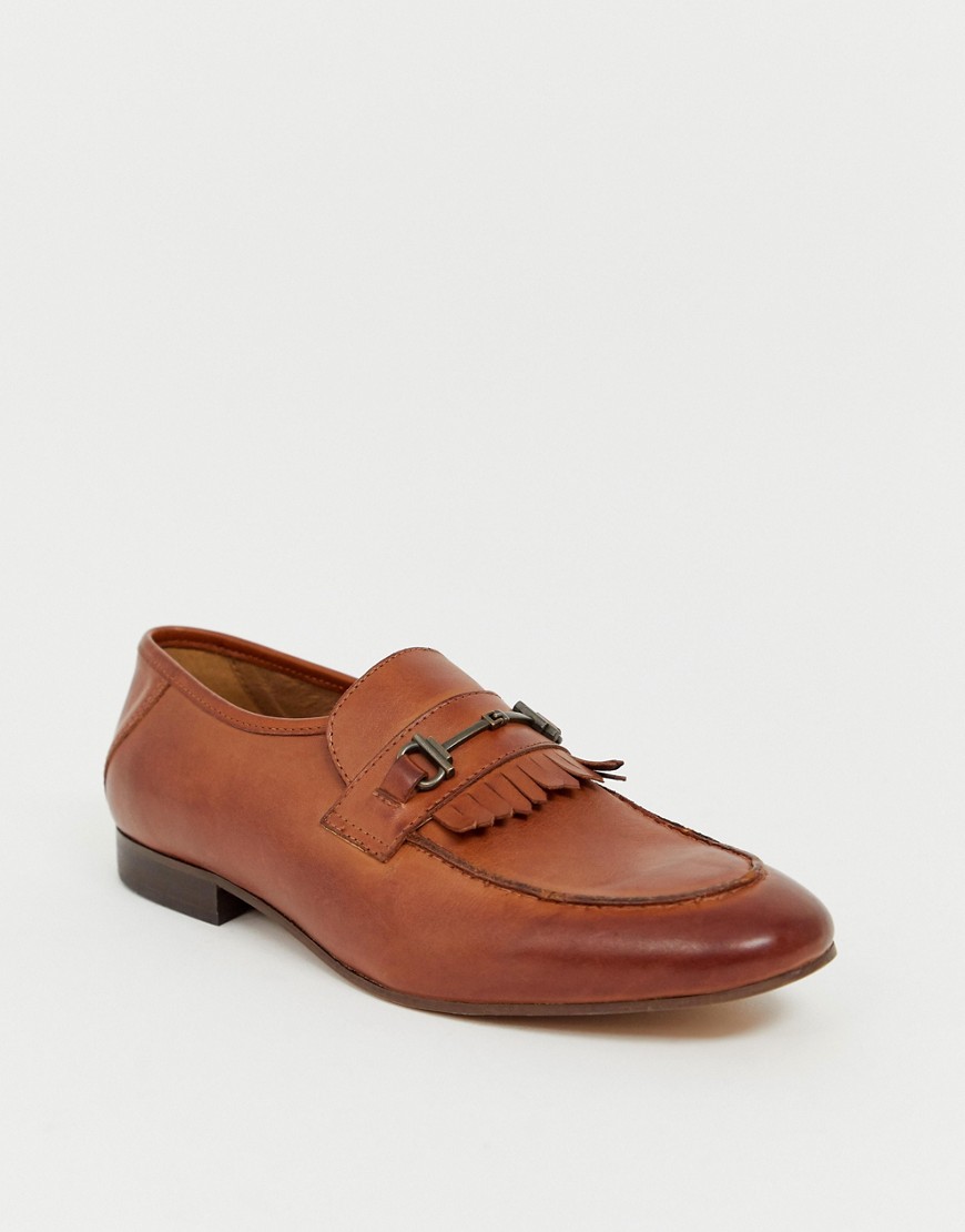 H by Hudson Chichister bar loafers in tan leather