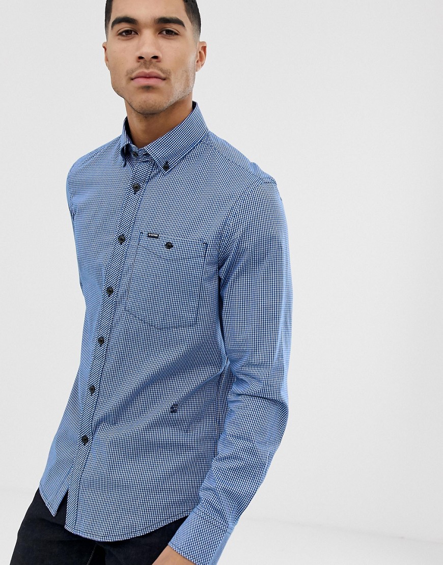 G-Star Core check slim fit shirt in blue