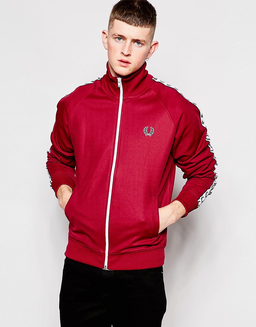 Fred Perry | Fred Perry Track Top with Taping in Maroon at ASOS
