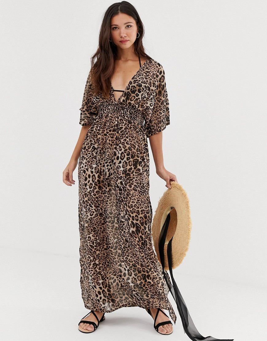 Influence leopard print beach maxi dress