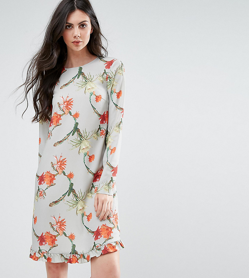 Y.A.S Tall Cactus Printed Dress With Frill Hem - Multi
