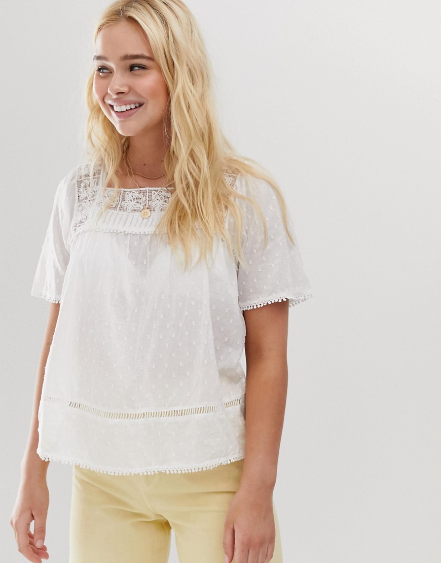 Only broderie square neck top