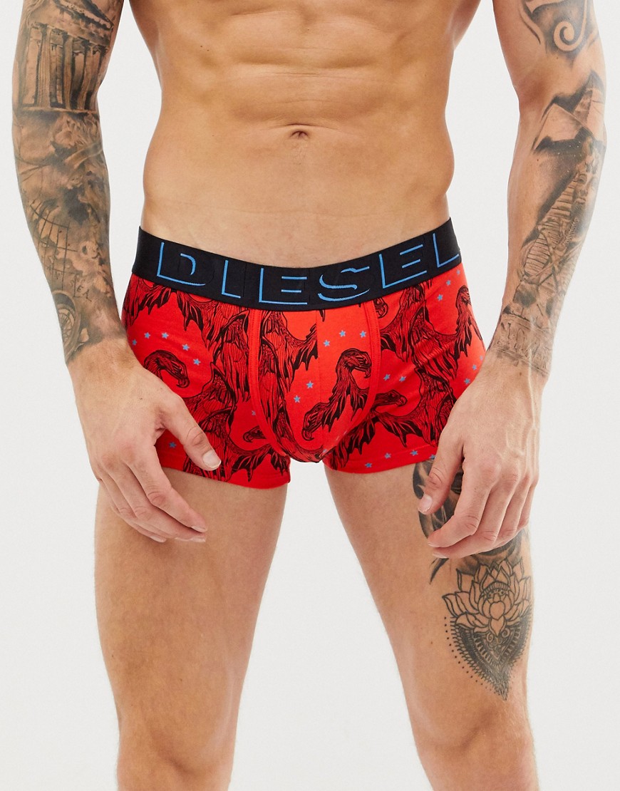 Diesel graphic print trunks in red