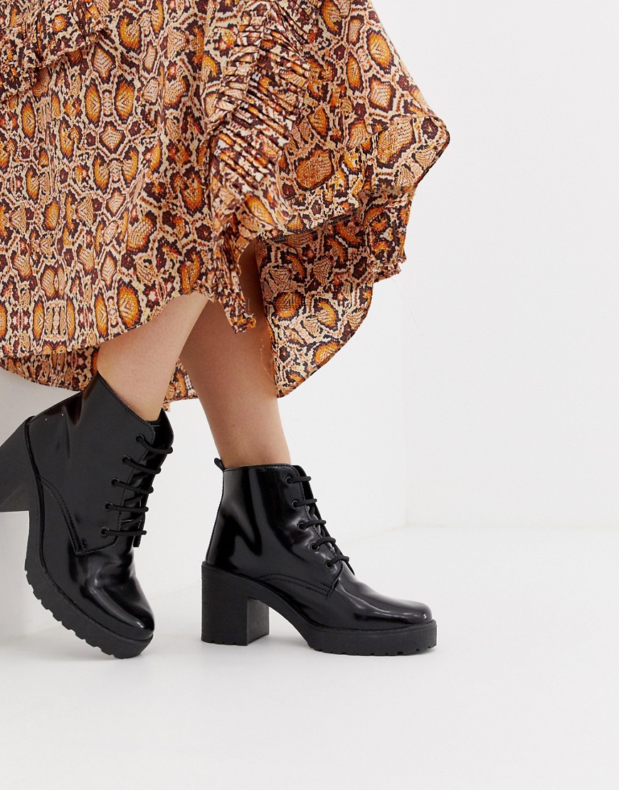 Asos Design Rosa Chunky Lace Up Boots-black