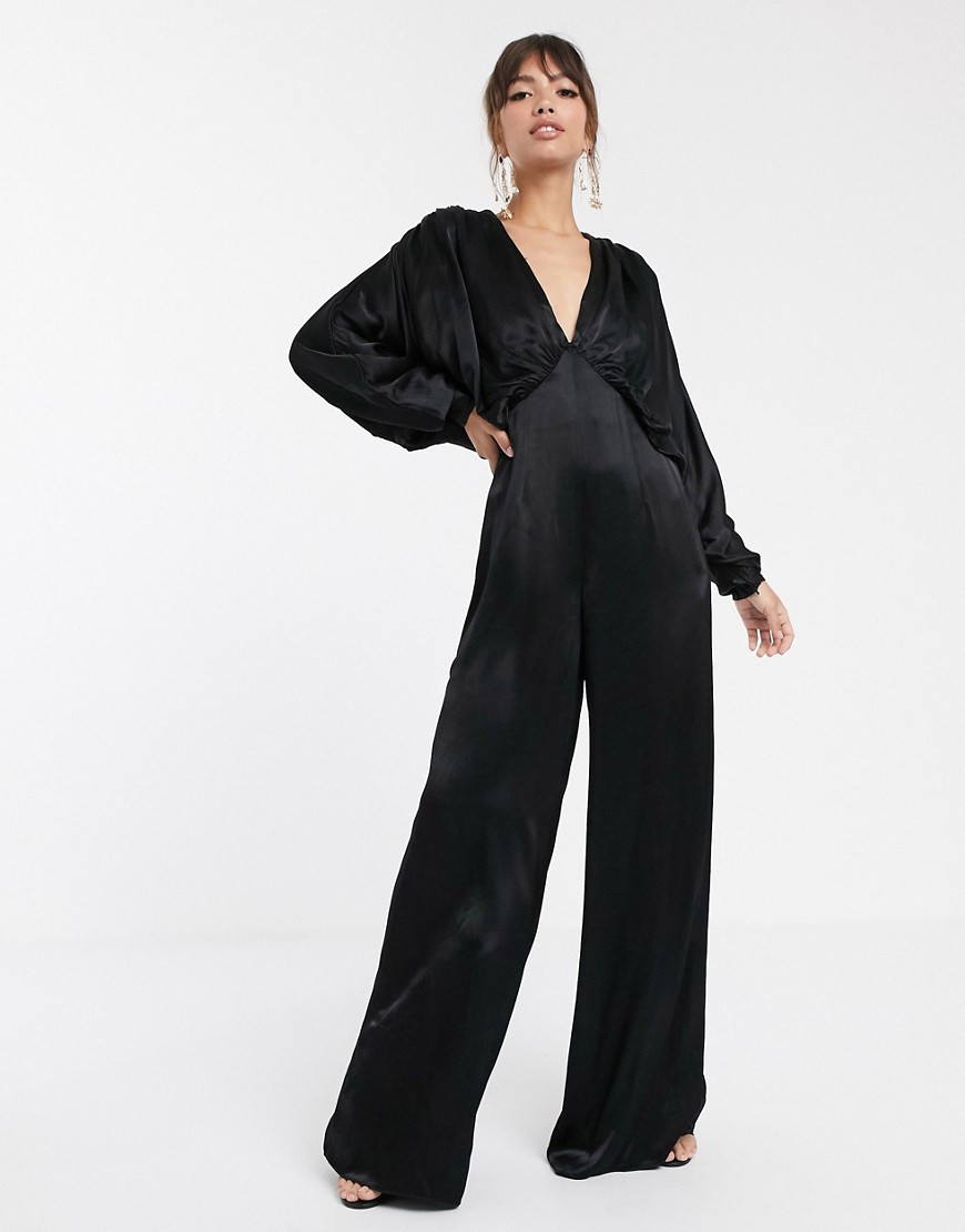 ASOS EDITION ruched batwing satin jumpsuit