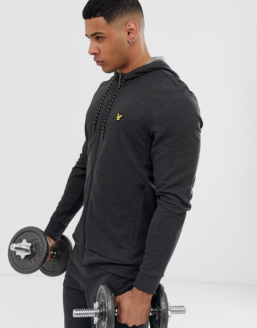 Lyle & Scott Fitness lightweight training hoodie in black marl