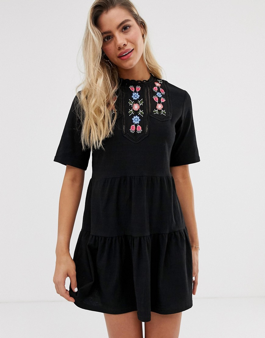 Urban Bliss Darcy smock dress with embroidery