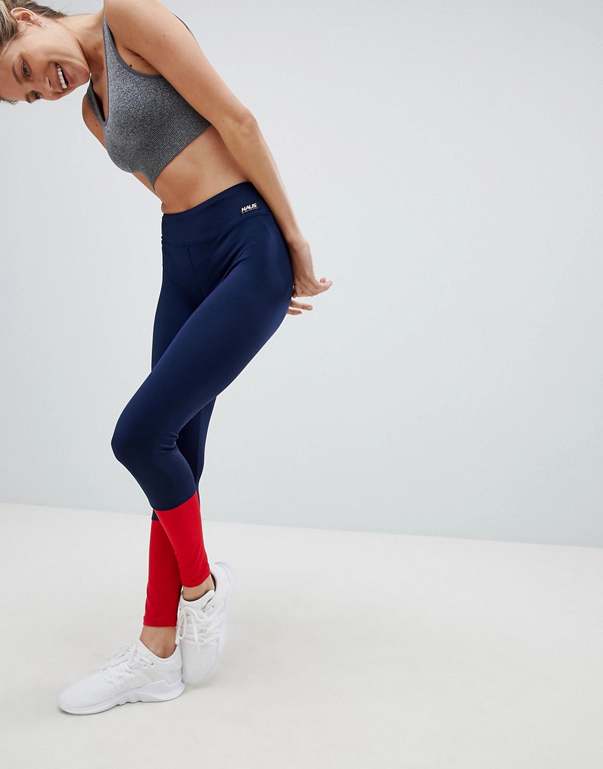 HAUS by Hoxton Haus Colour Tip Gym Leggings - Navy/red
