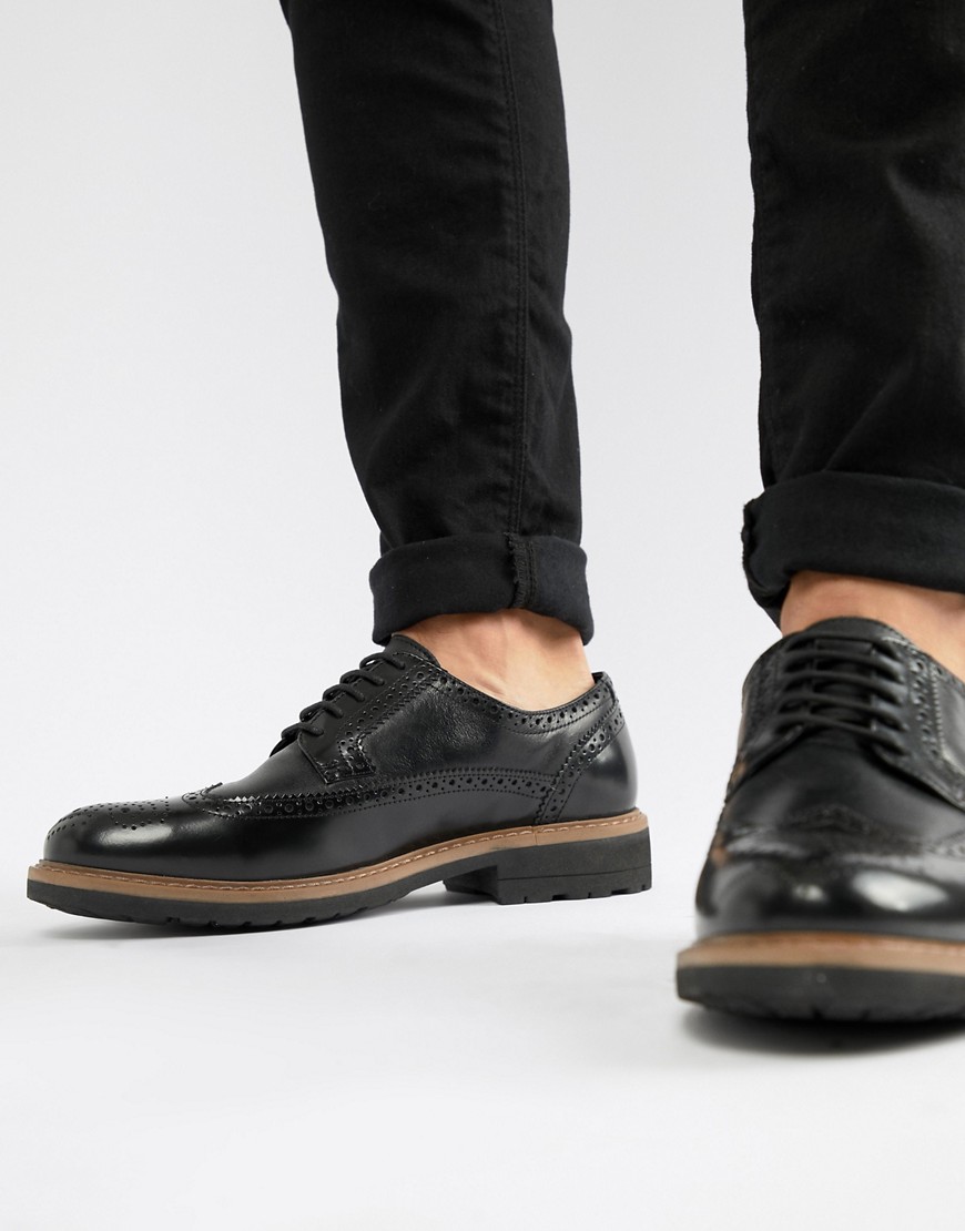 Dune Brogues In Black Leather