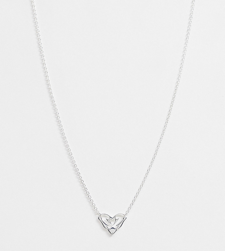 Asos Design Sterling Silver Necklace With Tattoo Pendant