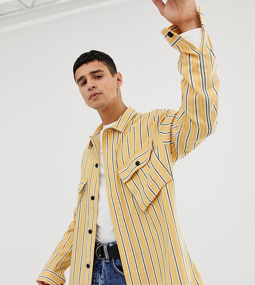 COLLUSION utility pocket shirt in bushed twill stripe