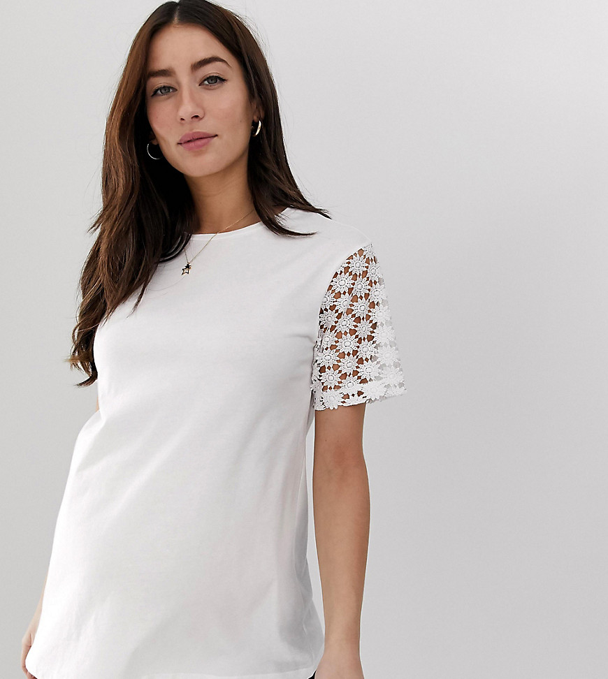 ASOS DESIGN Maternity t-shirt with lace sleeve