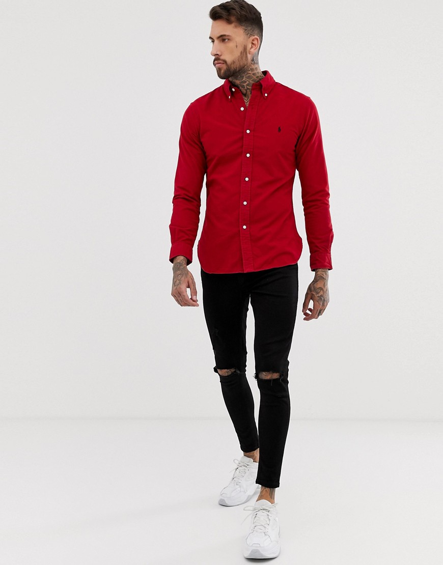 Polo Ralph Lauren slim fit brushed oxford shirt with button down collar in red