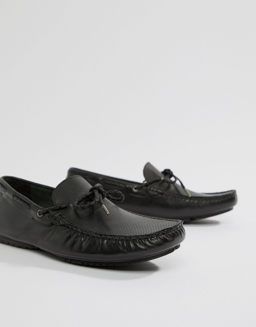 Dune Driving Shoes In Black Leather