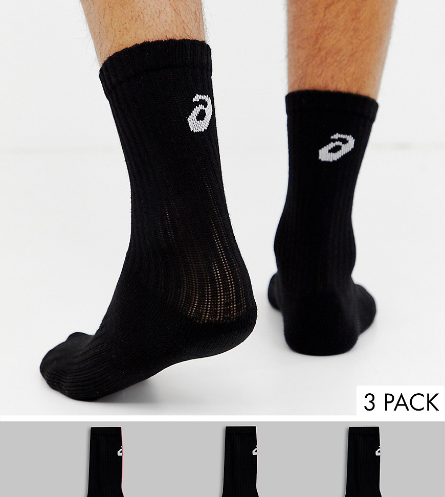 Asics three pack socks in black