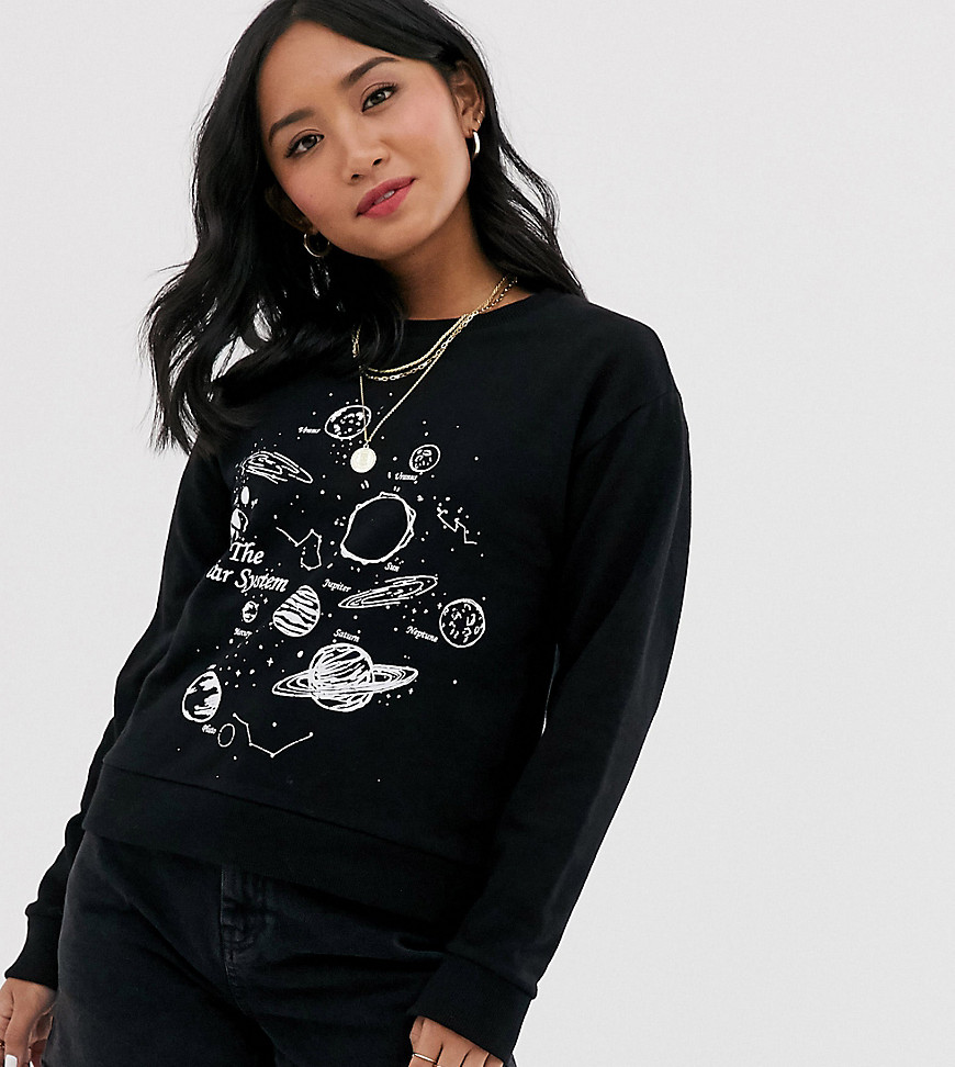ASOS DESIGN Petite sweatshirt with solar system print