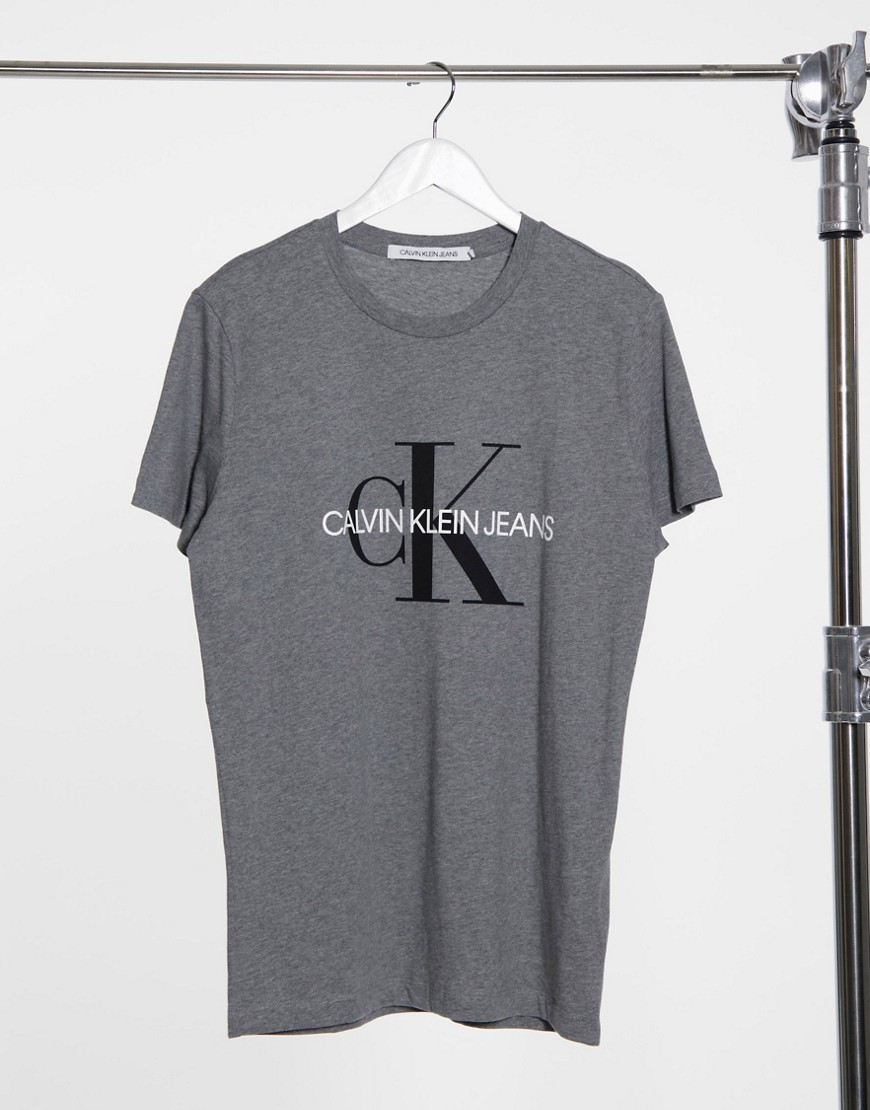 Calvin Klein Jeans iconic monogram slim t-shirt in grey