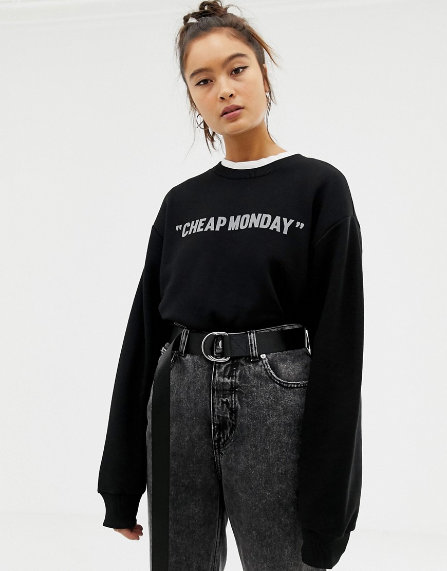 Cheap Monday reflective logo sweatshirt with organic cotton - Black