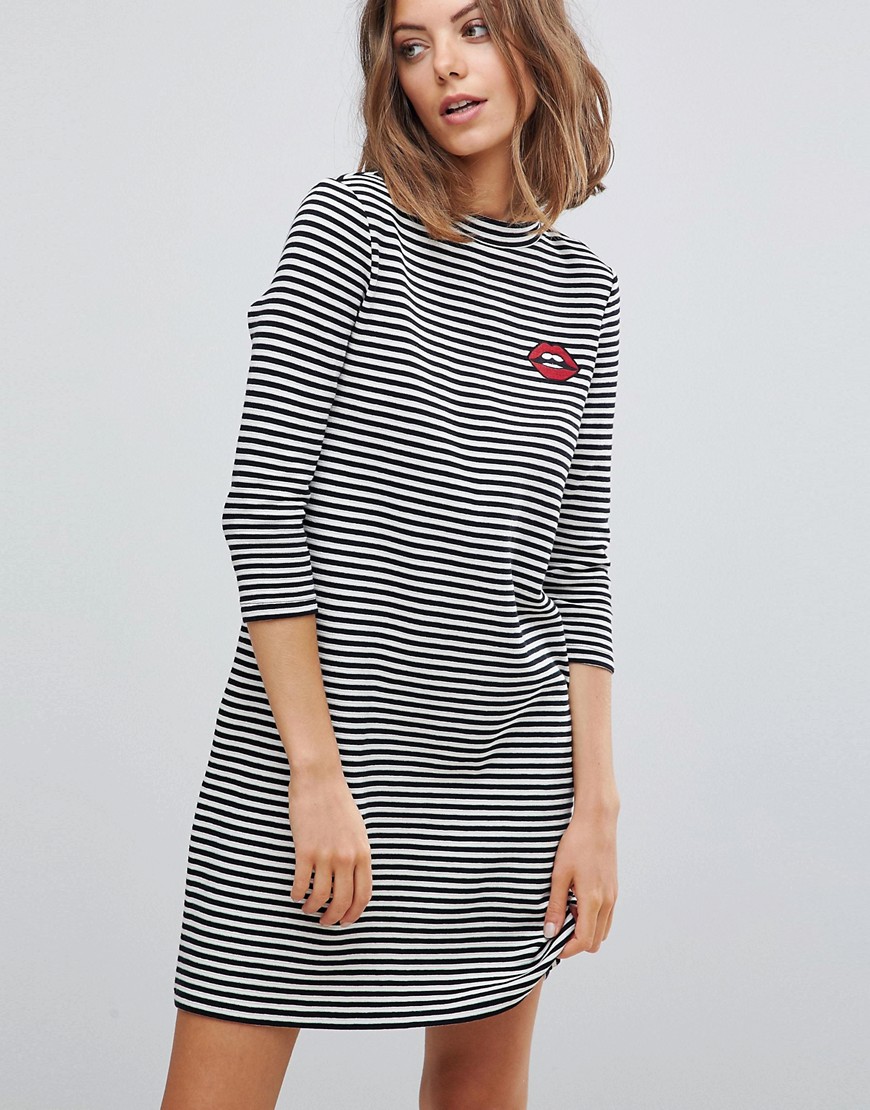 Esprit Stripe Jersey Dress - Black white stripes