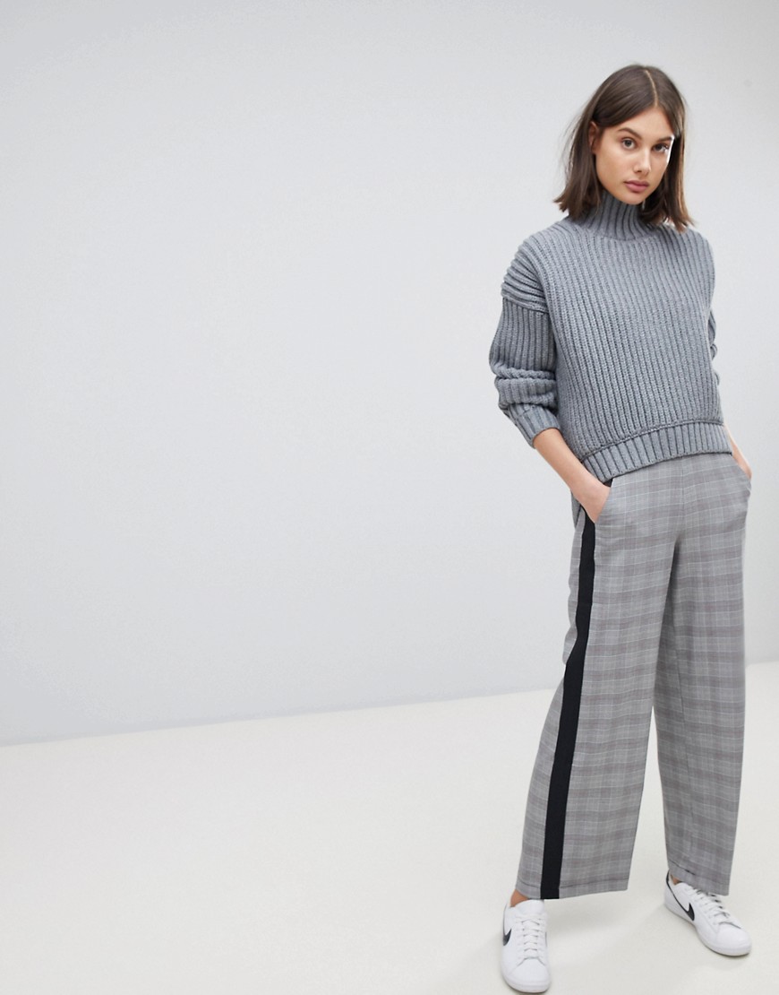 Moss Copenhagen Tailored Trousers With Side Stripe In Check