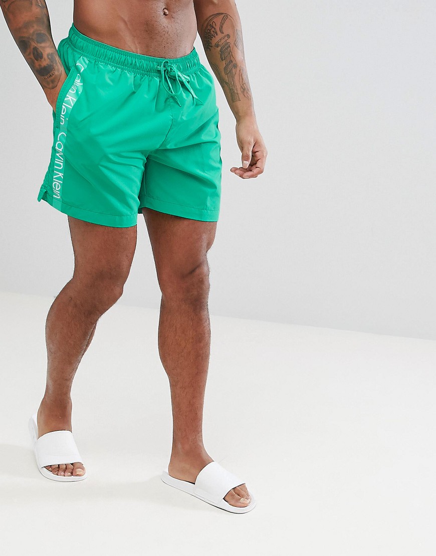 Calvin Klein Medium Logo Tape Swim Shorts - Green